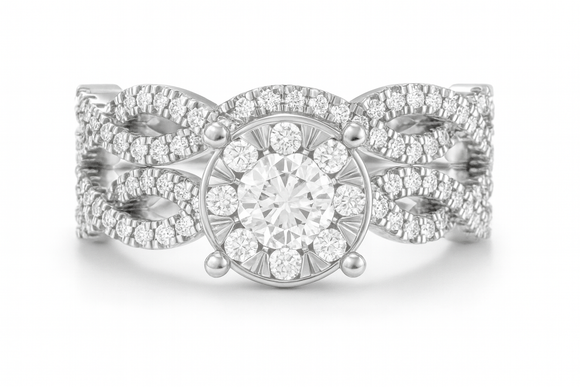 Radiant Elegance Moissanite Diamond Ring - خاتم الماس موزنايت - قطعتين