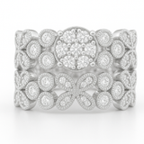 Flower Moissanite Diamond Ring - خاتم الماس موزنايت - قطعتين