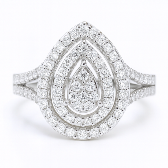 Pear Shape 3 layers  |  Moissanite Diamond Ring - خاتم الماس موزنايت