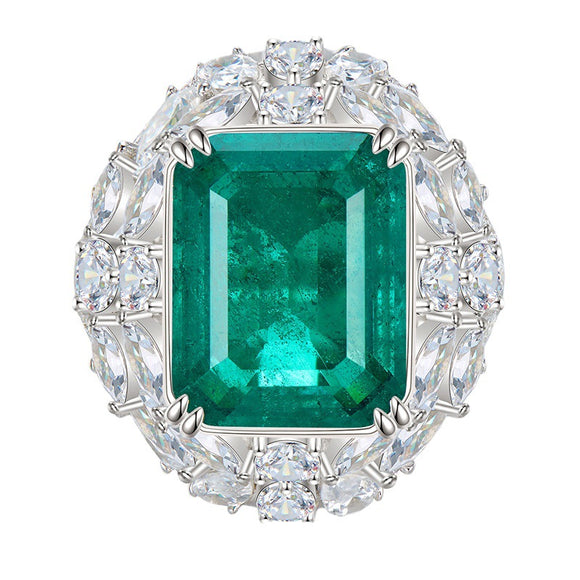 Emerald & White Topaz Ring - خاتم الزمرد والتوباز الابيض