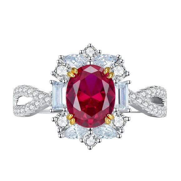 Ruby & White Topaz Ring | الياقوت الأحمر والتوباز الأبيض