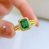 Emerald & White Topaz Ring - خاتم الزمرد والتوباز الابيض