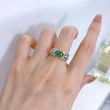 Emerald & White Topaz Ring - خاتم الزمرد والتوباز الابيض