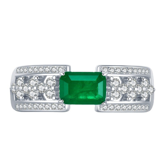 Emerald & White Topaz Ring - خاتم الزمرد والتوباز الابيض