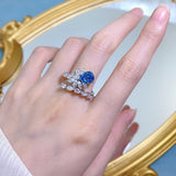 Sapphire &  White Topaz Ring -  خاتم الزفير - الياقوت الازرق