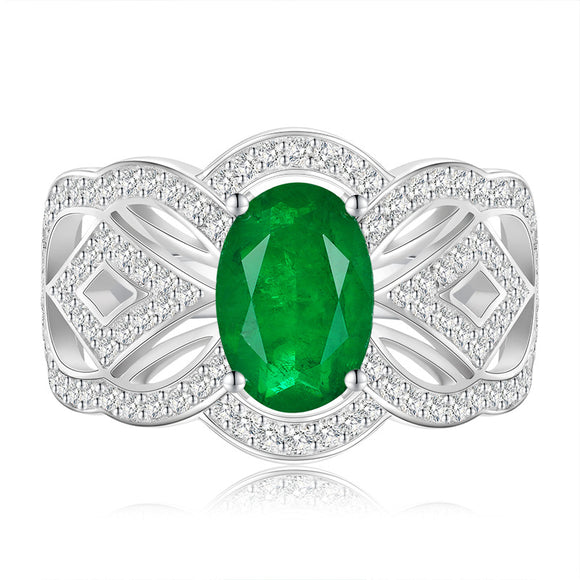 Emerald & White Topaz Ring - خاتم الزمرد والتوباز الابيض
