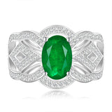 Emerald & White Topaz Ring - خاتم الزمرد والتوباز الابيض