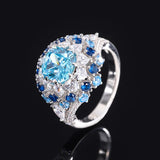 Sapphire & Blue Topaz & White Topaz Ring - خاتم الياقوت الازرق و التوباز الازرق