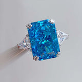 Sapphire Gemstone & White Topaz Ring -  خاتم الزفير - الياقوت الازرق