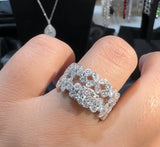 Flower Moissanite Diamond Ring - خاتم الماس موزنايت - قطعتين