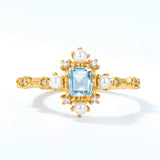 Sky Blue Topaz  and Pearl  Ring - حجر التوباز الازرق