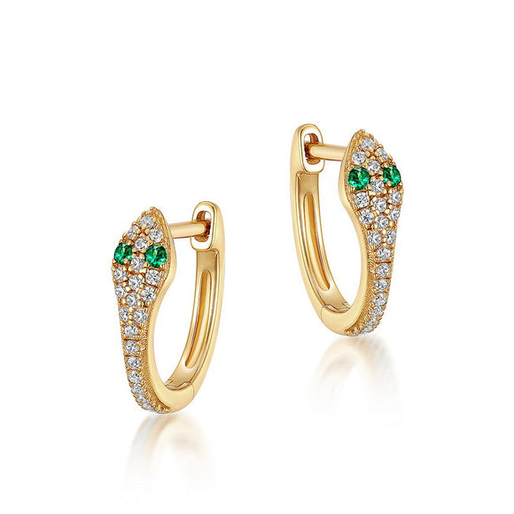 emerald  Snake Earrings - حلق حجر الزمرد