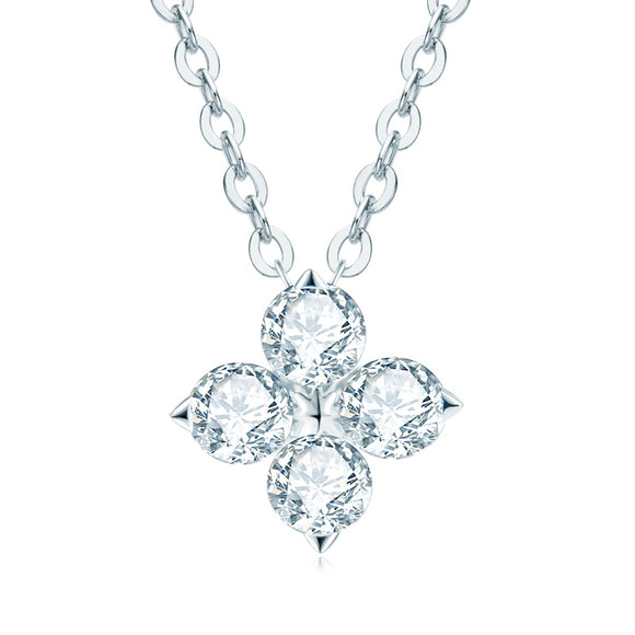 Four Leaf Grass Moissanite Necklace- قلادة حجر الماس الموزنايت