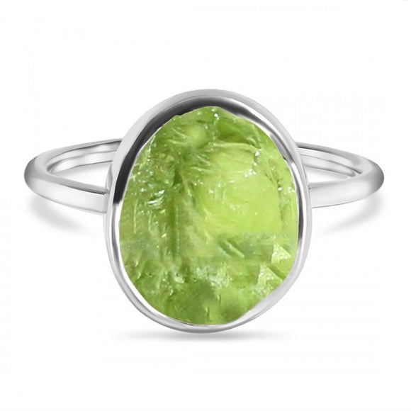 Peridot Raw Crystal Ring- خاتم حجر الزبرجد