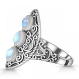 Rainbow Moonstone  - خاتم حجر القمر