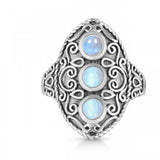 Rainbow Moonstone  - خاتم حجر القمر