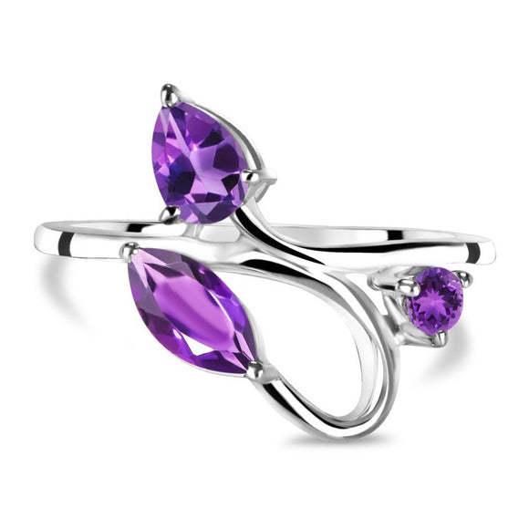 Amethyst & White Topaz Ring - حجر الأمثيست - خاتم الحماية والمال