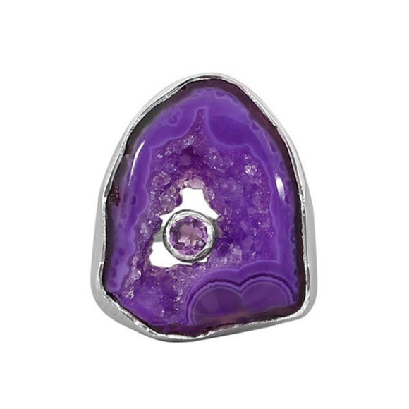Agate (Purple) Ring -  خاتم العقيق البنفسجي مع الأمثيست