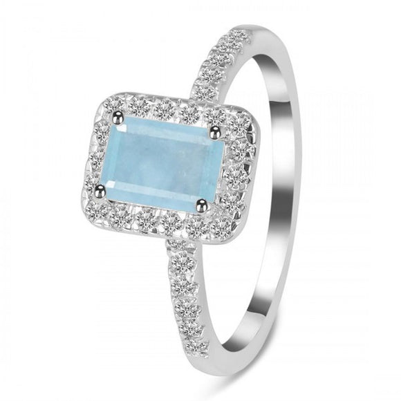 Aquamarine & White Topaz Ring - خاتم الاكوامارين والتوباز الابيض