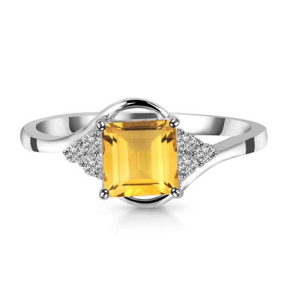 Citrine & White Topaz Ring - حجر السترين والتوباز الابيض  | للمال والوفرة وعدم التأثر بالاخرين