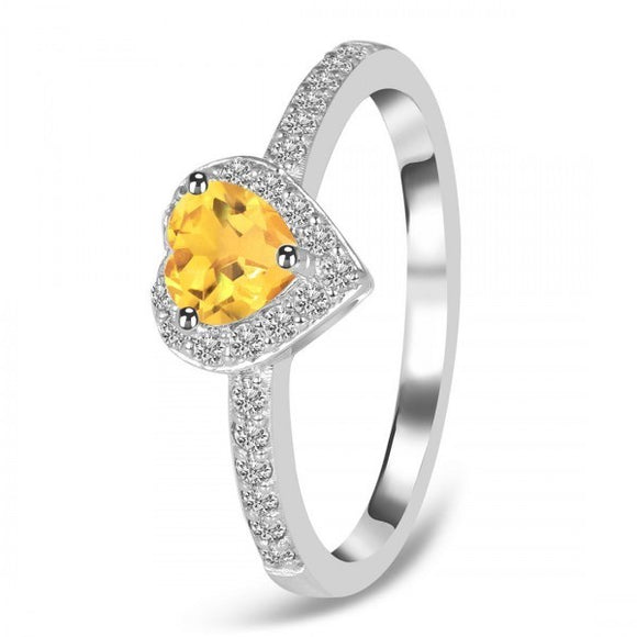 Citrine & White Topaz Ring - حجر السترين والتوباز الابيض