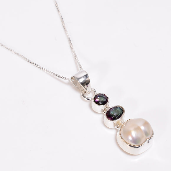 Pearl ,Mystic Topaz - قلادة اللؤلؤ والتوباز الصوفي