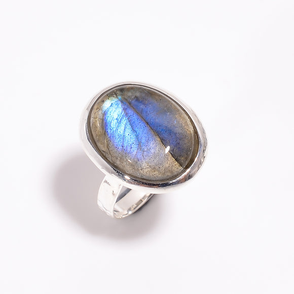 Fire play labradorite ring -خاتم حجر الابرودرايت