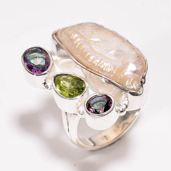 Baroque Pearl Mystic Topaz  - خاتم اللؤلؤ والتوباز  والزبرجد