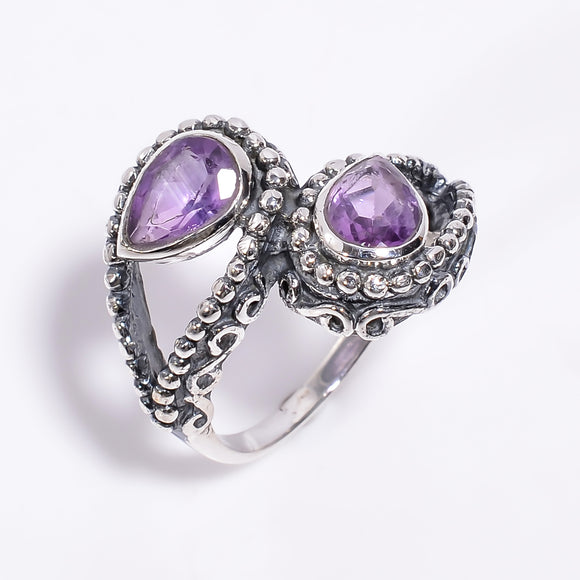 Amethyst Pear Cut Gemstone Ring - خاتم الامثيست