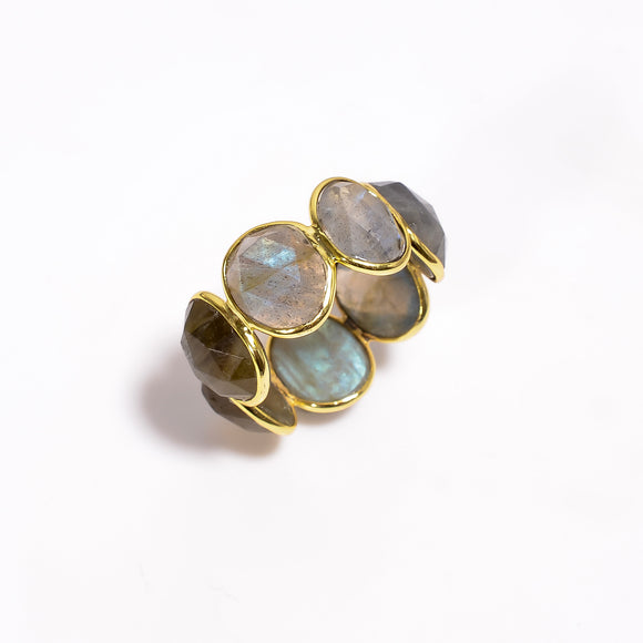 Labradorite Gemstone Ring - خاتم حجر الابرودرايت