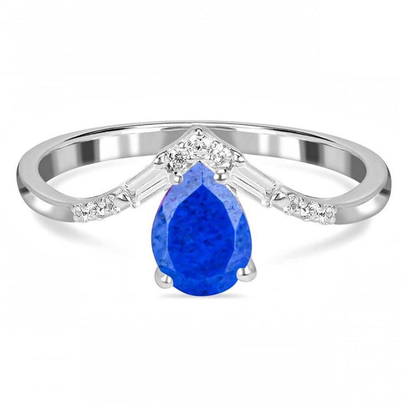 Lapis & White Topaz Ring - خاتم اللازورد - حجر التعبير عن الذات والوضوح والجرأة