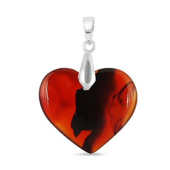 Montana Agate Drill Pendant- قلب العقيق الاحمر