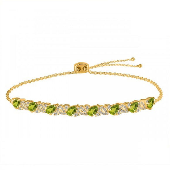 Peridot & White Topaz Bracelet- اسوارة الزبرجد والتوباز الابيض  |  Gold Vermeil 2.5 Micron