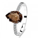 Smoky & White Topaz Ring -  حجر سموكي كوارتز - خاتم التخلص من الاكتئاب