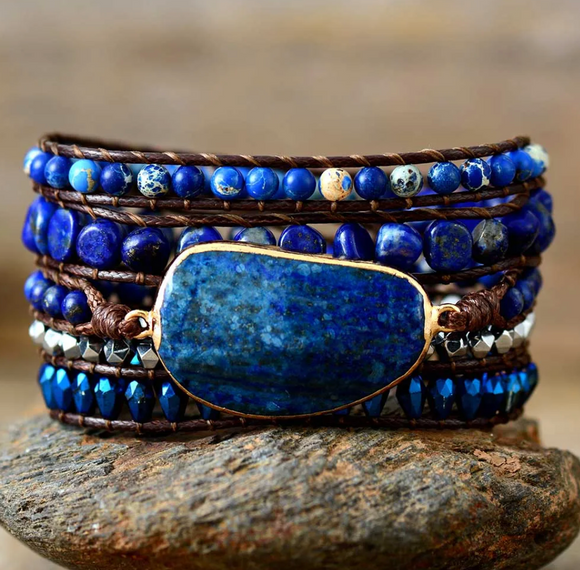 LAPIS LAZULI WRAP BRACELET  - اسوارةحجر اللازورد| حلول، مهارات، تواصل، تعبير