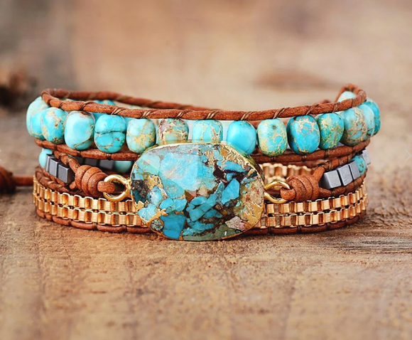 TURQUOISE WRAP BRACELET  - اسوارة حجر التركواز | صفاء، ابتكار، تقبل، احتضان