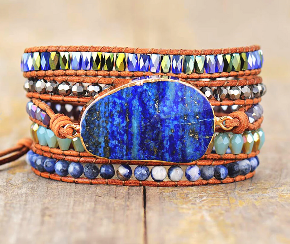 LAPIS LAZULI WRAP BRACELET  - اسوارة حجر اللازورد| حلول، مهارات، تواصل، تعبير