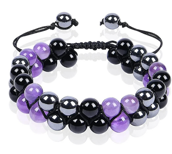 hematite& Amethyst & onex Bracelet - إسوارة الهيمتايت، الامثيست، الاونيكس