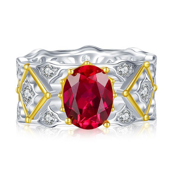 Garnet & White Topaz Ring - حجر الجارنيت الاحمر والتوباز الابيض