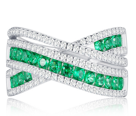 Emerald & White Topaz Ring - خاتم الزمرد والتوباز الابيض