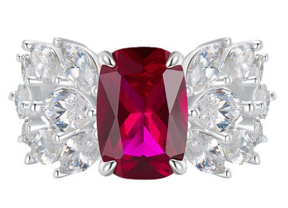 Ruby & White Topaz Ring | الياقوت الأحمر والتوباز الأبيض