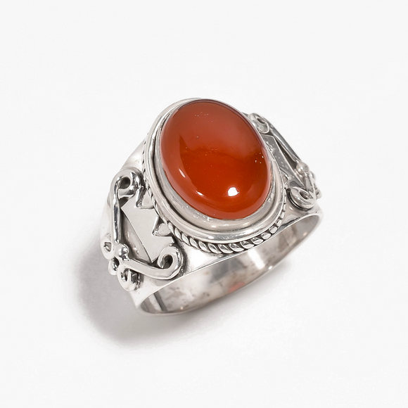 RED Onyx Ring for men - خاتم عقيق احمر للرجال