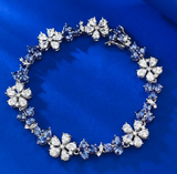 Sapphire Gemstone & White Topaz Ring الياقوت الازرق والتوباز الابيض