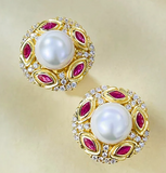 Ruby & Pearl  Earring-  حلق الياقوت الأحمر واللؤلؤ