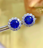 Sapphire & White Topaz Earring -  حلق التوباز الابيض والياقوت الازرق