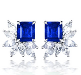 Sapphire & White Topaz Earring -  حلق التوباز الابيض والياقوت الازرق