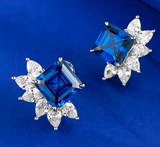 Sapphire & White Topaz Earring -  حلق التوباز الابيض والياقوت الازرق