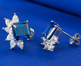 Sapphire & White Topaz Earring -  حلق التوباز الابيض والياقوت الازرق