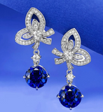 Sapphire & White Topaz Earring -  حلق التوباز الابيض والياقوت الازرق