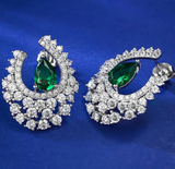 Emerald & White Topaz Earring -  حلق الزمرد الأخضر والتوباز الابيض